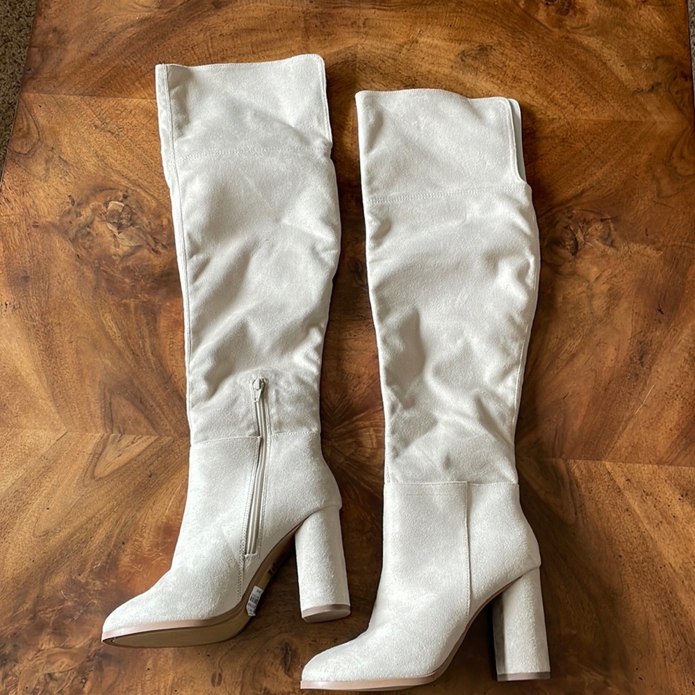 Tan Suede Knee High Boots